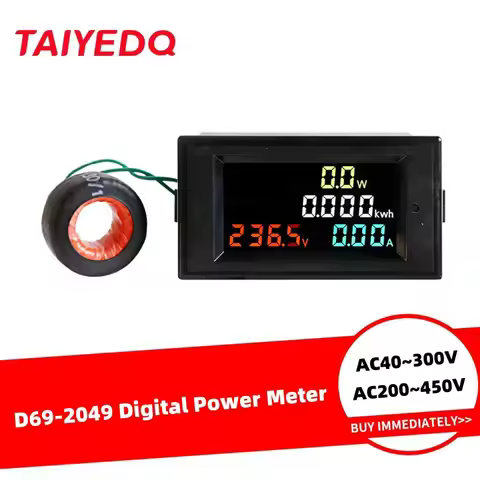 D69-2049 Digital AC Voltmeter Ammeter 100A 40-300V 200-450V Power Energy Meter Current Voltage Monit