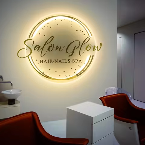 Custom LED Acrylic Signs Beauty Nails Hair Studio Salon Sginage 3D Metal Backlit Business Logo Sign 