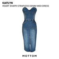 KAITLYN - Sweetheart Neck Strapless Denim Dress