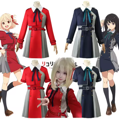 Anime Lycoris Recoil Cosplay Costume Nishikigi Chisato Makima Takina Inoue Cosplay Dress Uniform Wig