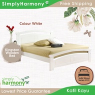 Kingston Queen Size Solid Wood Bed / Katil Kayu / Wooden Pull Out / Solid Wood Bed / Queen Size Bed SW Harmony Series