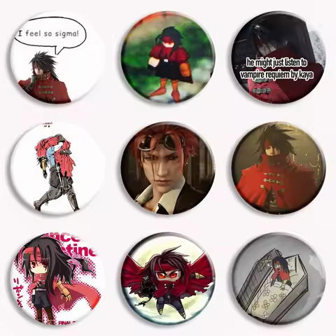 Game FF7 Vincent Valentine Anime Dirge Of Cerberus Button Pin Creative Game Characte Aesthetic Brooc
