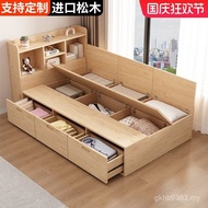 1m Fixed Bed Wholesale Bedside Single Bed Table Full Rubik's Cube Rental Room Solid Wood Wooden Bed 