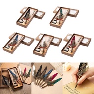 Top Calligraphys Writing Pen Quill Feather Pen and Inks Set Feather Pen with 5 Nibs