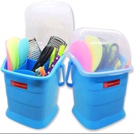 Cutlery holder with lid, plastic cutlery holder