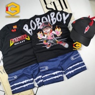 IDC Boboiboy Fire Costume Set for Children in Black, Short Sleeves for Ages 1-10 Years