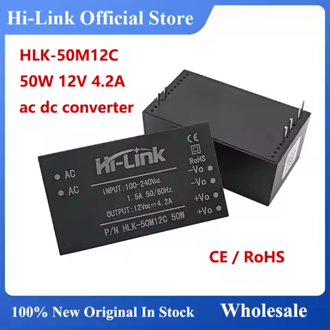AC/DC HLK-50M12C/50M15C/50M24C 220V to 5V/9V/12V/15V/18V/20V/24V 50W Step Down Mini Power Supply Mod