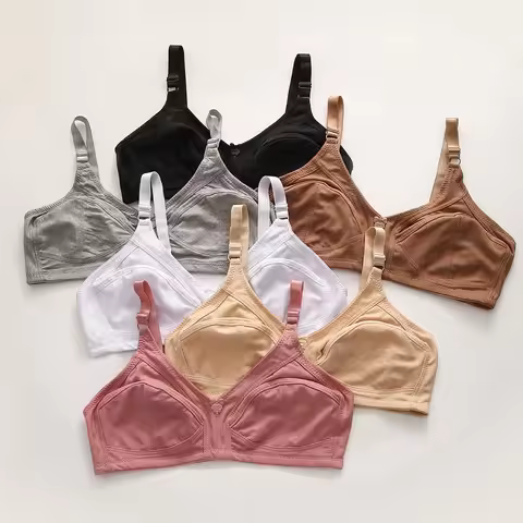 Solid Cotton Bra Plus Size 90C-115F Women's Bra Large Size 110F 110E 105F 105E 100E 100D 100C 95E 95