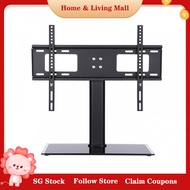 Universal Table TV Stand for 26"-70" LCD LED Screen Height Adjustable Monitor Desk Bracket with Tempered Glass Base