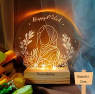 Lettering Bulat Lampu Tidur Gift box Akrilik LED | Karikatur wajah | acrylic custom | diameter 15cm