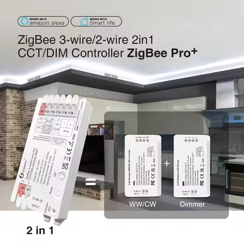 GLEDOPTO ZigBee 3.0 Pro+ WWCW 2 in 1 CCT Dimmer LED Strip Light Controller 12A Max H/ue Alexa Homey 