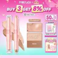 PINKFLASH Double Shaping Contouring Highlighter Blush Stick Magic Shaping 3D Streamer DUO Bronzer Co