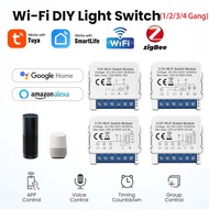 1/2/3/4 Gang Tuya Smart ZigBee WiFi Light Switch 2way Control Mini Smart Breaker Smart Life Control 