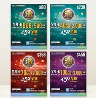 數碼通 - 激ValueGB【8GB 40GB 70GB 100GB / 365日】【香港】4.5G 數據卡上網卡SIM卡電話卡本地儲值年咭 Smartone