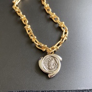 Meoya Original Retro Greece Athena Goddess Embossed Portrait Ancient Coin U Horseshoe Necklace Brace