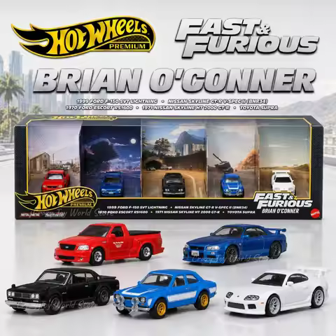 Hot Wheels JMN13 Fast & Furious Brian O'Conner,Ford F-150 Nissan Skyline 2000 GT-R Ford Escort Toyot