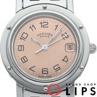 นาฬิกาข้อมือสตรี Hermes Clipper รุ่น CL4.210 ตัวเรือนสแตนเลส สีชมพู ขัดเงา สภาพดีเยี่ยม [มือสอง]