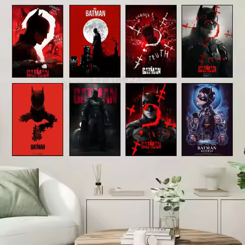 1pc B-Batmans Movie Poster Self-adhesive Art Waterproof Paper Sticker Coffee House Bar Room Wall Dec