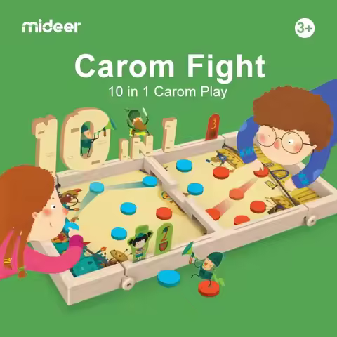 Mideer 10 In 1 Children Interactive Carrom Board Game Wooden Double Battle Parent Child Desktop Game