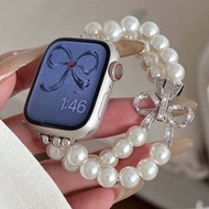 1pc Fashionable Women's Watch Band Compatible With Watch, Luxury Shiny Silver Pearl Bangle Bracelet,