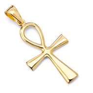 14k REAL Yellow Gold Ankh Religious Cross Charm Pendant