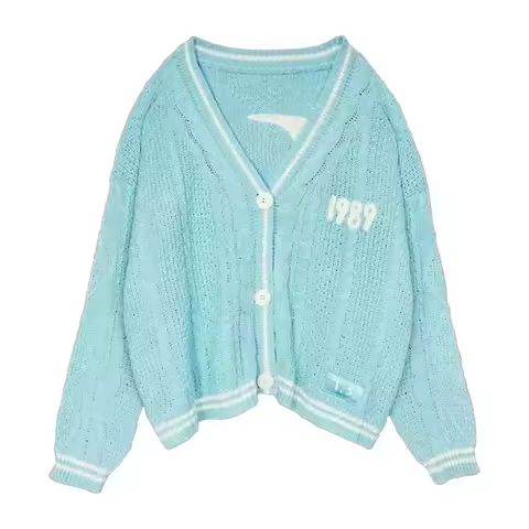 Fall Winter 1989 Lover Cardigan with Star Embroidery Pink Heart Cosy Soft Knit TS Cardigan Tay Sweat
