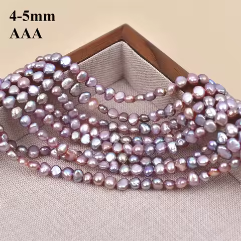 4-5mm Radiant Mirror-Finish Gem Natural Freshwater AAA Irregular Purple Pearl Bead Jewelry MakeDIY N