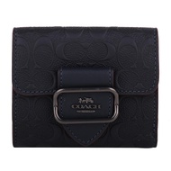 COACH 金屬框防刮浮印 PVC LOGO暗釦三折短夾（墨藍）_廠商直送