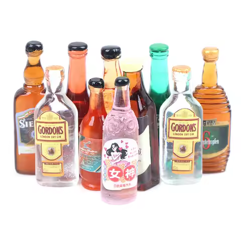 10Pcs Miniature Drinks Wine Model 1:12 Dollhouse Kitchen Food Accessories