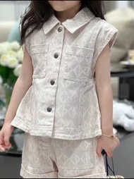 DR kids girl 100-160cm vest suit jacket 女童裝印花馬甲背心西裝外套