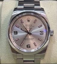 Rolex 114200 Air-King 銀面粉紅條 2014全套