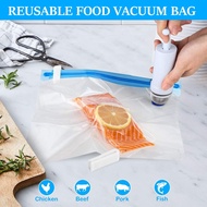 Reusable Food Vacuum Zipper Sealer Bag For Food Portable Hand Electric Pump Compression Machine Freezer Storage