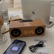 Retro ลําโพงบลูทูธไม้พร้อมวิทยุ FM K1 นาฬิกาปลุกไร้สาย Fast CHARGING Card SLOT ลําโพง