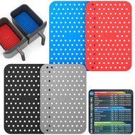 【Prime】 2pcs Reusable Air Fryer Silicone Pad Rectangle Airfryer Liner Pad Non- Baking Mat For Ninja Foodi Kitchen Accessories