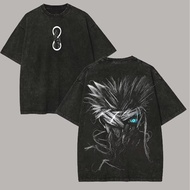 Bandai | Jujutsu Kaisen Gojo Satoru T Shirt Six Eyes Graphic Men Back Print Acid Wash Streetwear Ani