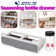 Spice Jar Storage Rack Seasoning Container Slide-Out Spice Rack Under-Cabinet No-Drill Pull-Down Org
