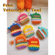 【Non-finished】Gold Frame Coin Purse Crochet Kit Rainbow Color Milk Cotton Beginner Friendly Easy Pro