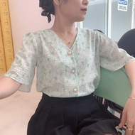 MS155 Lovely floral women's office shirt, super pretty women's dumpling style shirt