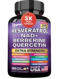 Resveratrol Supplement 12600mg NAD+ 100mg Milk Thistle 900mg Berberine 4000mg Fisetin 500mg Querceti