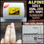 (NO HOLE) ALPINE HOOK SIZE 6 QUALITY.2315 QTY.100PC SUPER CARBONIZED FISHINGHOOK STRONG HOOKHOOK CAR