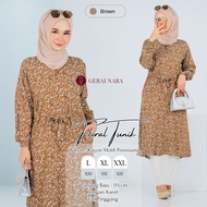 Baju Anessa Tunik Motif Bunga Floral Long Tunik Rayon Premium