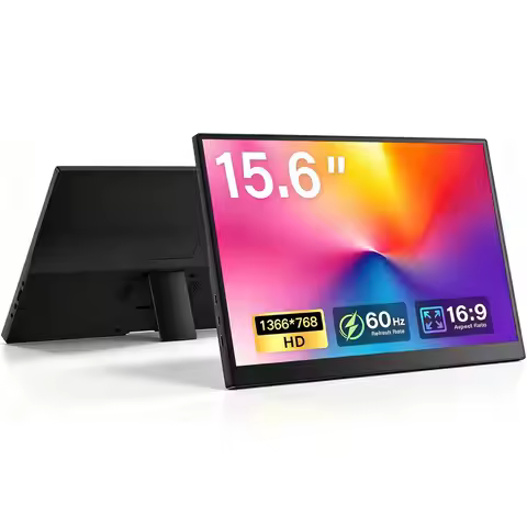 15.6 Inch Portable Monitor 1366*768 HD IPS 72%sRGB VESA Mountable External Display for Laptop PC TV 
