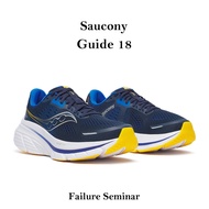 Saucony Guide 18 Blue White Yellow Socony Road Running Jogging Shoes Men's Stable Support Daily Use