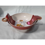Minowa Wok Pan 30cm Marble Kuali Wooden Handle WOK-30