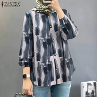 HijabFab ZANZEA เสื้อแฟชั่นมีกระดุมสำหรับพิมพ์ Kaftan