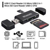 USB C Card Reader 2.0 Micro USB 3 in 1 Micro SD Card Reader USB-C OTG G1014