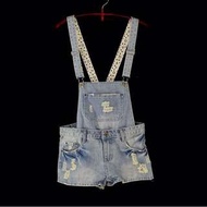 專櫃品牌【ann XUAN Jeans】微刷破低腰吊帶牛仔褲L