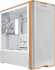 Lian Li Lancool 217 PC Case, White, ATX Midi Tower, Tempered Glass, 5 Fans, Birch Wood, Mesh Front,