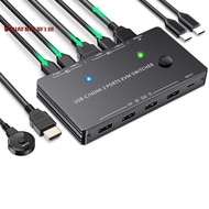 Kceve USB-C/USB-C) KVM 4K Switch 2 in 1 Out Black ABS Supports PD Charging 2 Computers Share Keyboard, Mouse, Printer and Monitor