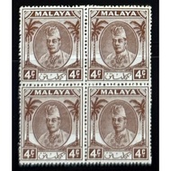 Malaya Kelantan 1951 Sultan Ibrahim SG64 4c Block of 4v Mint NH (Stamp BL011)